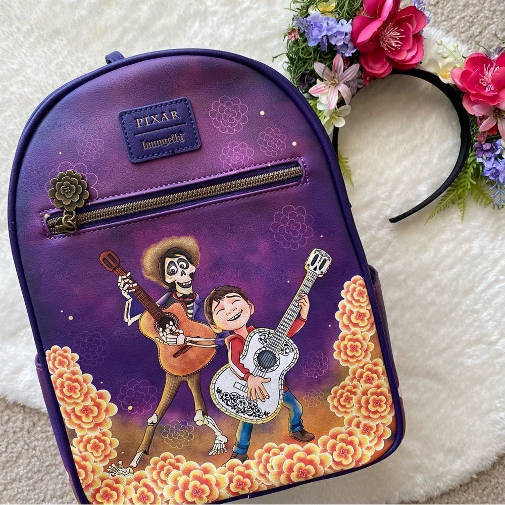 Loungefly Disney Pixar Coco Hector & Miguel Marigolds Mini Backpack